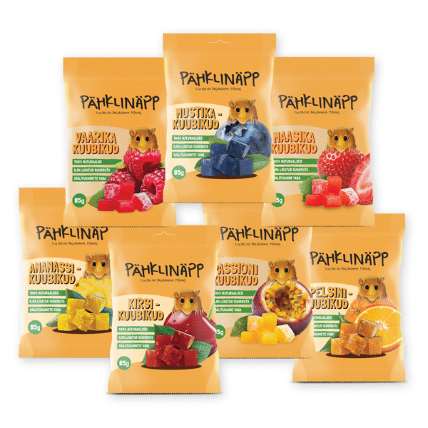 Pähklinäpp puuviljakuubikud, 85 g